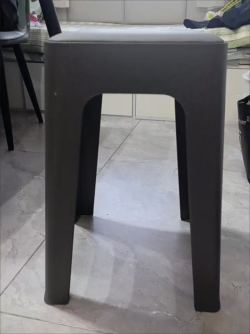 A1 Leather-Seat Square Stool with a polypropylene (PP) frame and beige PU leather padded seat.